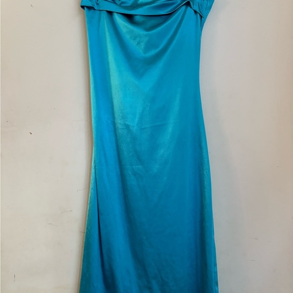 DELI S Satin Strapless Dress Backless Bodycon Party Maxi Dresses Blue.size 4 - Picture 4 of 6